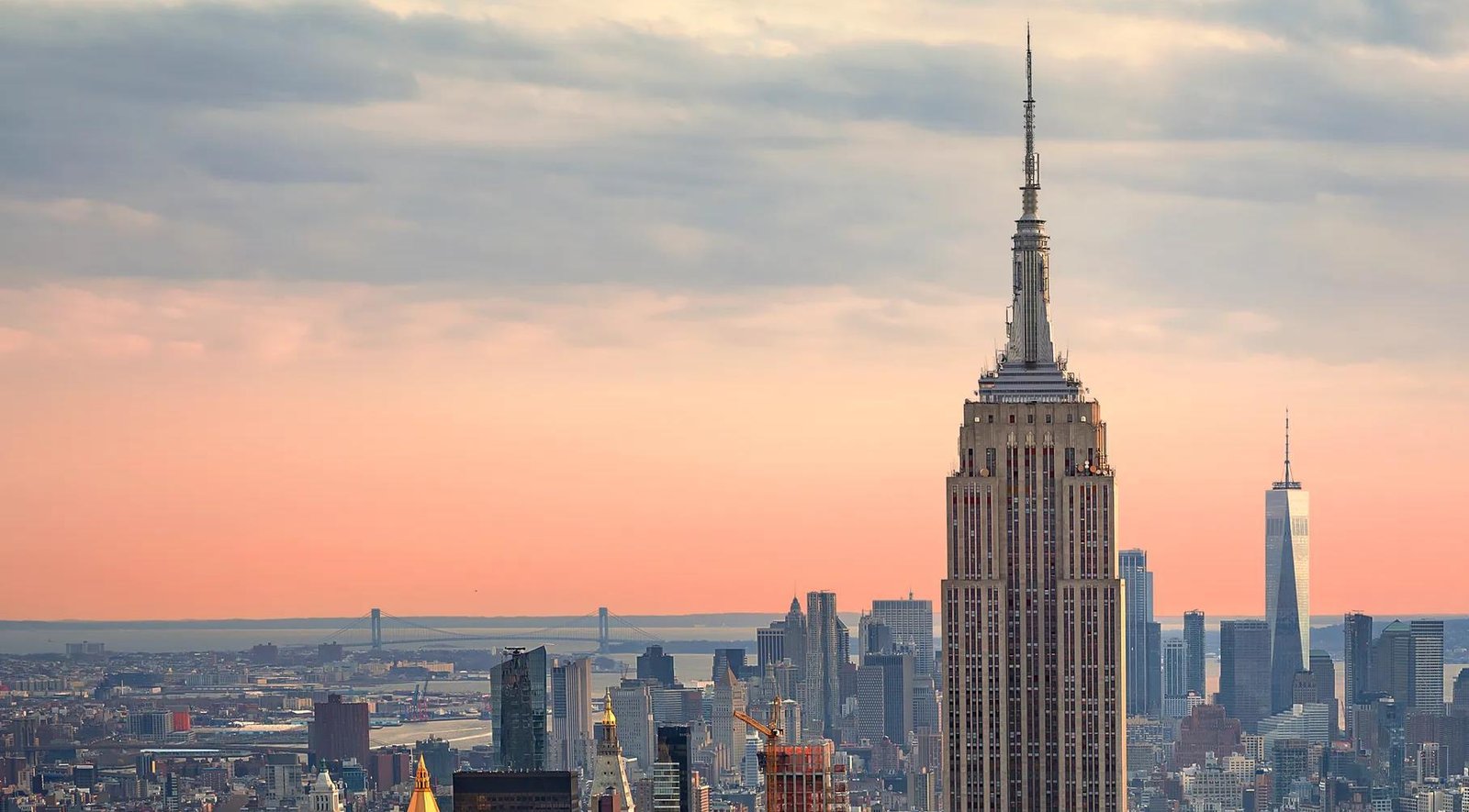 Tall blue building with many balconies lit up at night with palm trees in front
